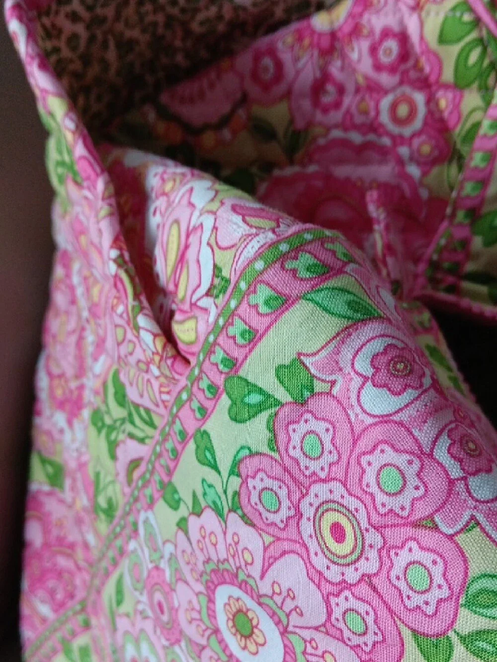 Vera Bradley Pink & Green Quilted Floral Travel Duffel - Picture 5 of 5